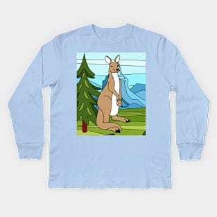 Kangaroo Bag Animal For Backpackers Kids Long Sleeve T-Shirt